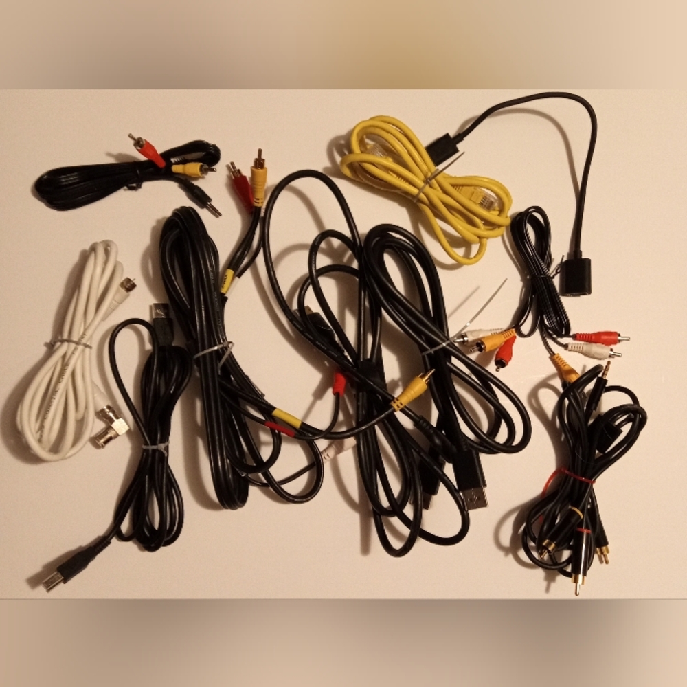 Assorted Audio and Video Cables For Electronics
